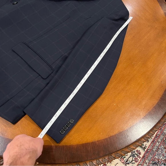 Lauren Ralph Lauren Wool Blend 2-Piece Suit Navy Blue Windowpane Plaid 50R 40x30 - Picture 11 of 16